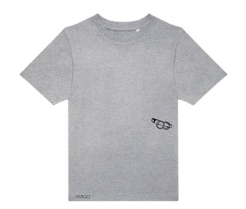 T-shirt safety amigo pin front